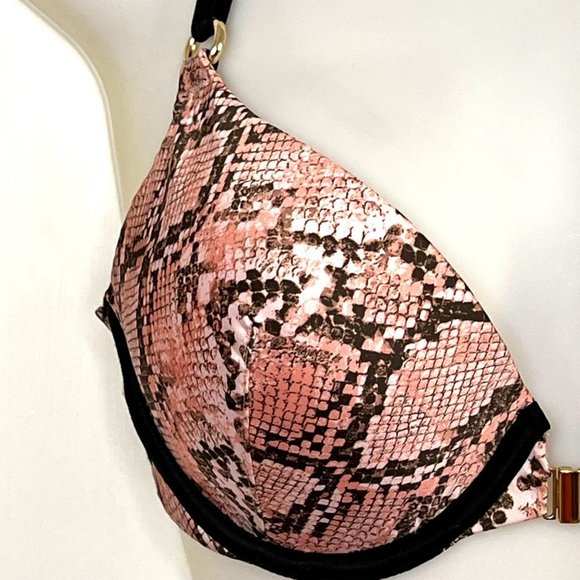 NWOT VICTORIA’S SECRET PINK SNAKE PRINT VERY SEXY PUSH UP BRA CAGE BACK SIZE 34B - Picture 8 of 13